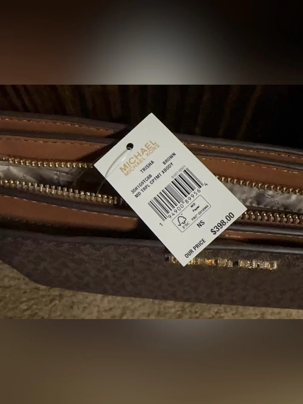 Michael Kors Brown MK Signature Crossbody with Gold Hardware